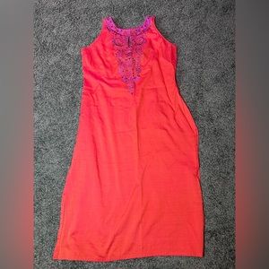 🔶 Orange Cloth Dress with Purple Embroidery 💜